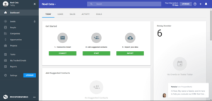 ProsperWorks CRM interface showing pipeline stages with green status indicators