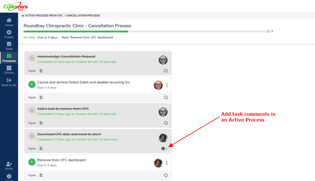 Get Customers Fast process tracking in Tallyfy