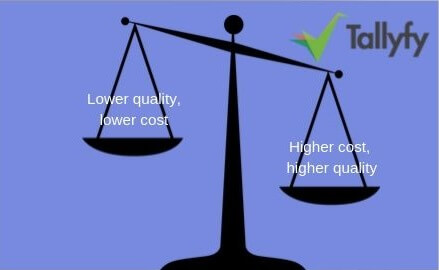 Value chain analysis scale diagram comparing lower quality/cost vs higher cost/quality tradeoffs